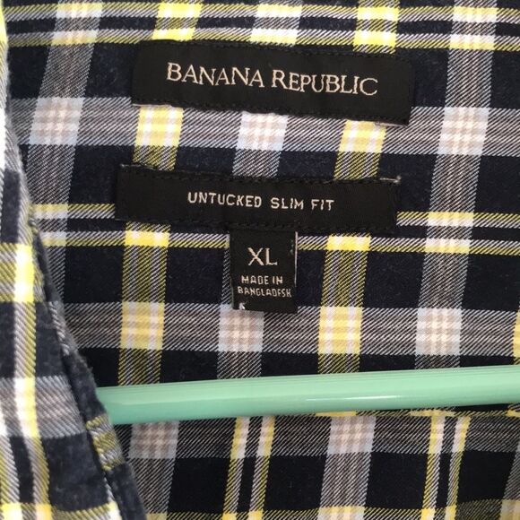 Banana Republic Mens Button Down Slim-Fit Cotton Shirt XL Plaid Business Casual - Picture 5 of 6